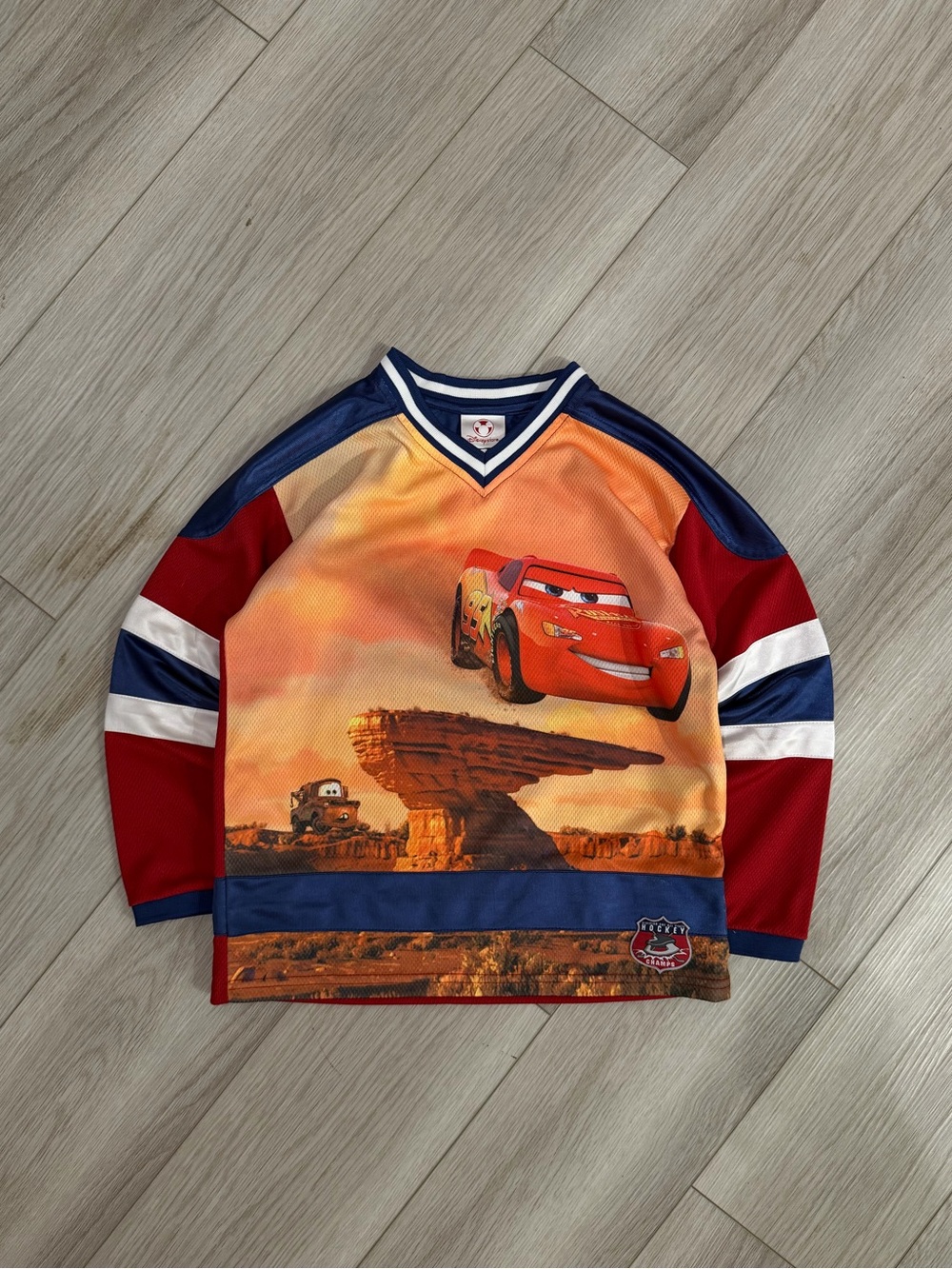 Vintage Kids Lightning McQueen Pixar Cars Hockey Jersey